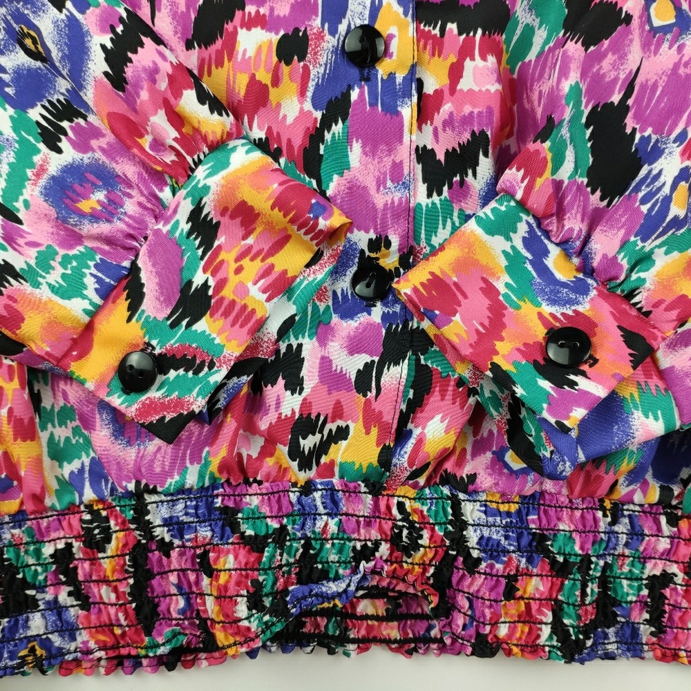 Vintage Lauren Lee Blouse Floral and Shoulder Pads - Picture 4 of 8
